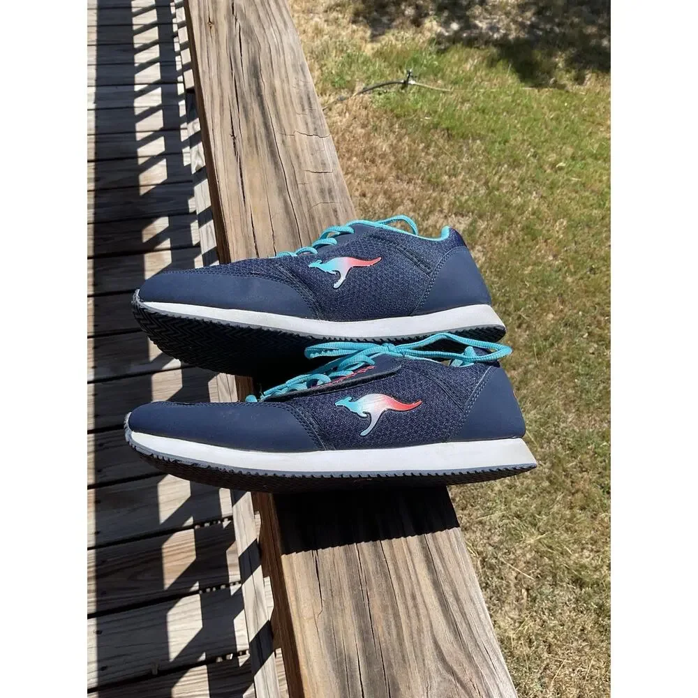 Kangaroos Women's Vintage Shoes Size 10 Blue Orange Zip Pocket Pass